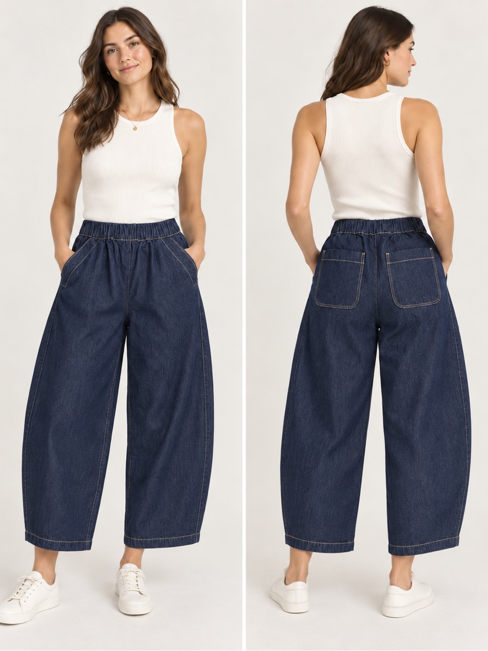 Micaela Greg Indigo Denim Barrel Leg Pants – Size Medium